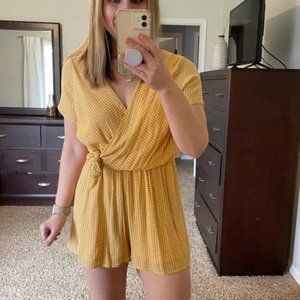 Mustard Gingham Lydia Romper Womens size Medium